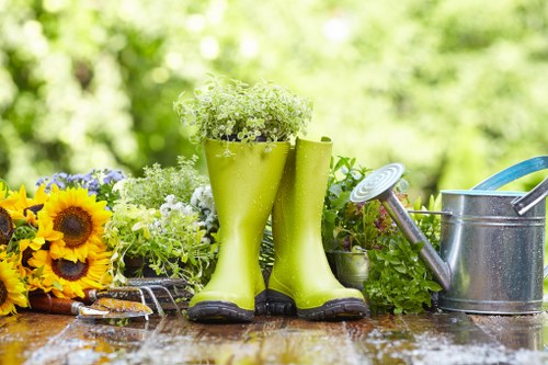 Close-up of damaged plants and gardening tools showing a complaint concern