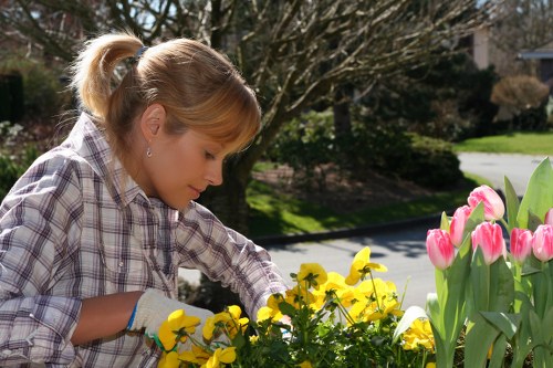 Team wearing PPE while performing insured garden maintenance